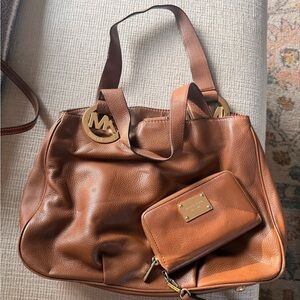 Michael Kors Brown Leather Tote Bag with Wallet